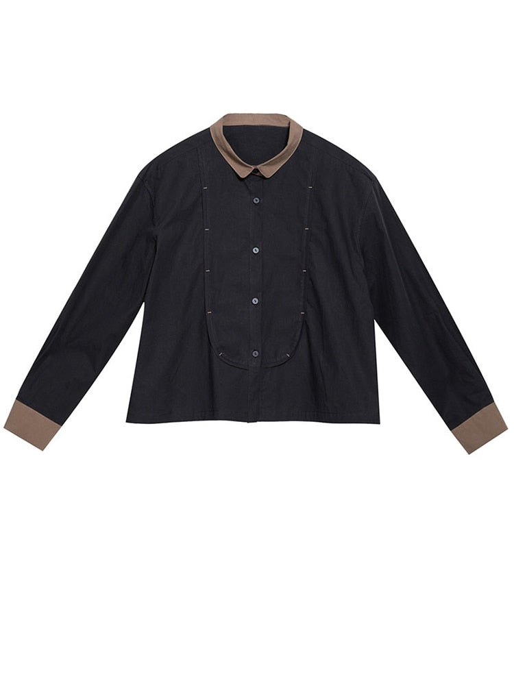 TEEK - Black Bibbe Button Blouse TOPS TEEK MS