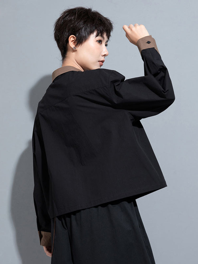 TEEK - Black Bibbe Button Blouse TOPS TEEK MS