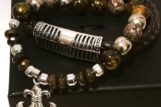 TEEK - Mens Bronzite Silver Hematite Bracelet Set JEWELRY TEEK LSC