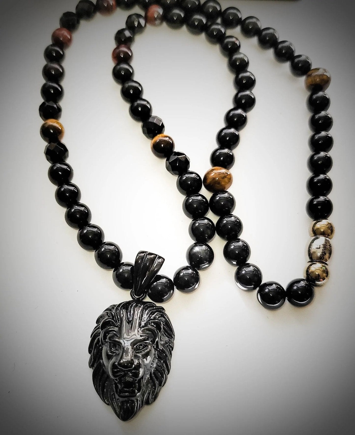 TEEK - Mens Lion Head Obsidian Necklace JEWELRY TEEK LSC