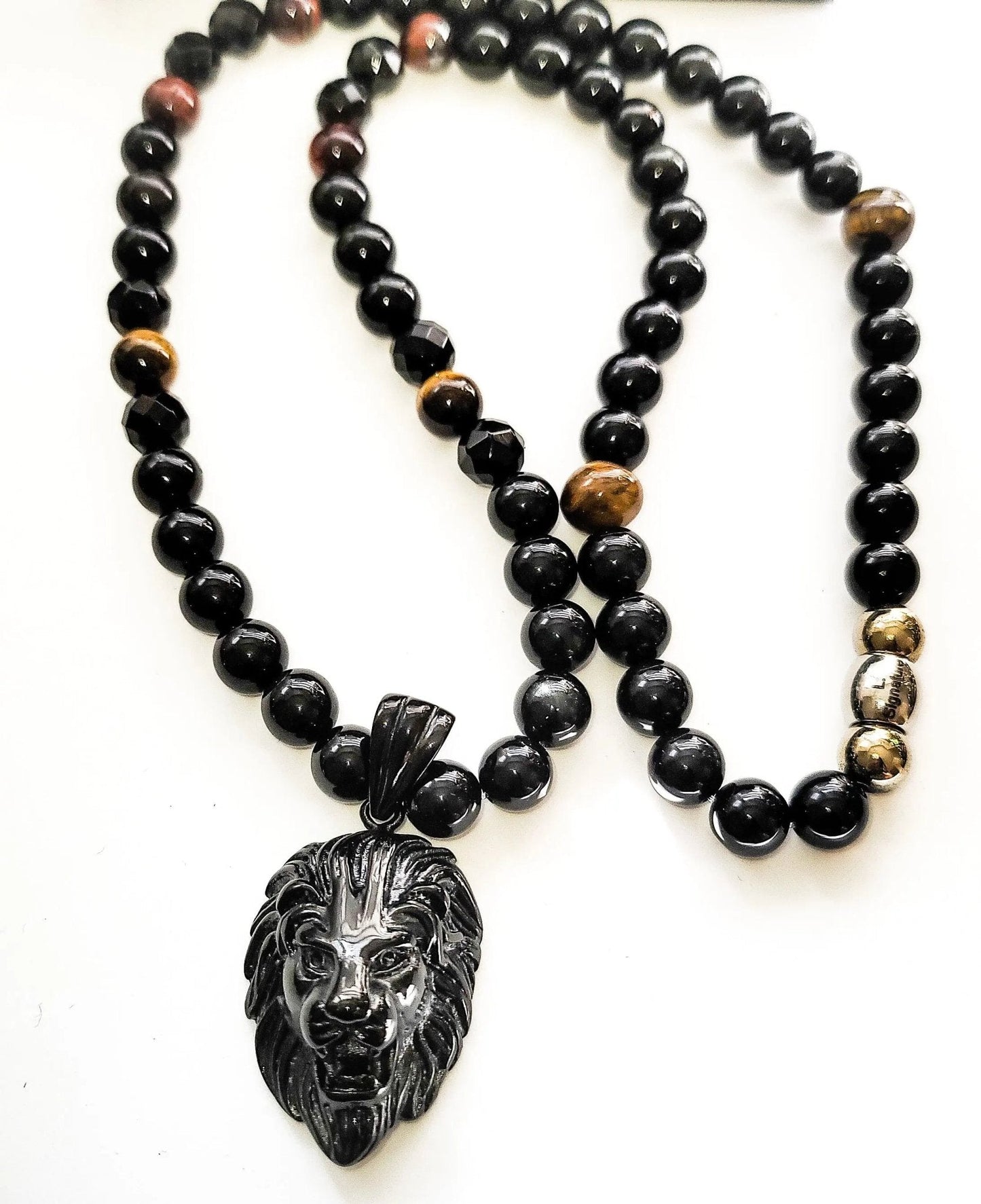 TEEK - Mens Lion Head Obsidian Necklace JEWELRY TEEK LSC
