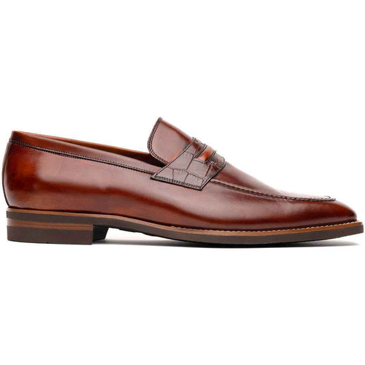 15-703-CGN MEO Hand Burnished Loafers Cognac Shop Zelli Italia