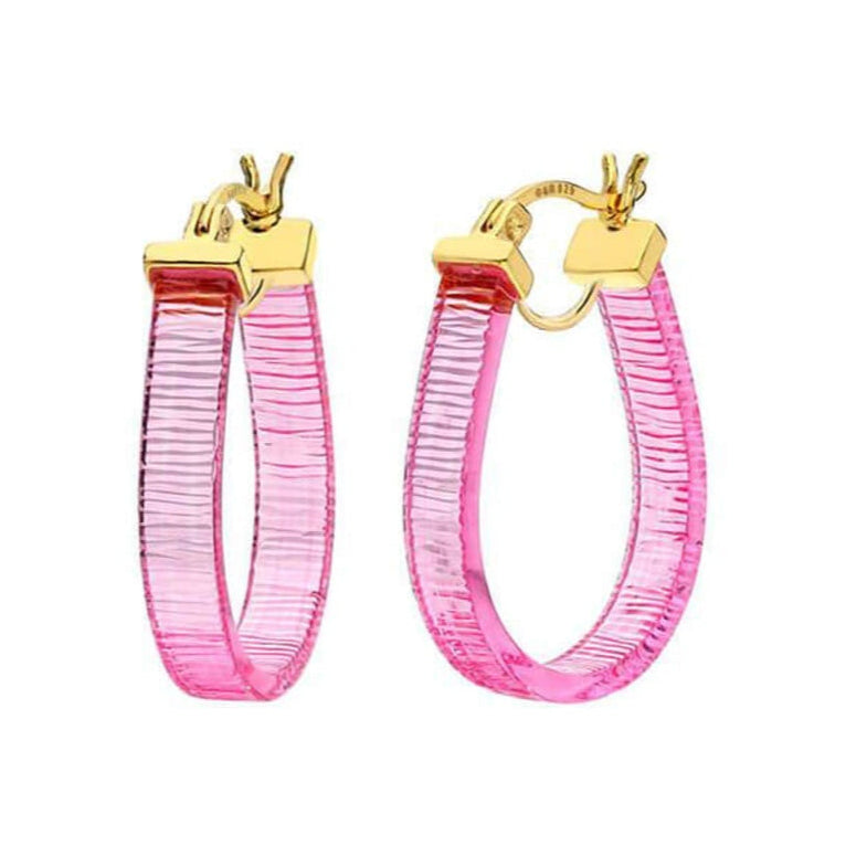 TEEK - Mini Horseshoe Lucite Hoop Earrings JEWELRY TEEK GNH PINK