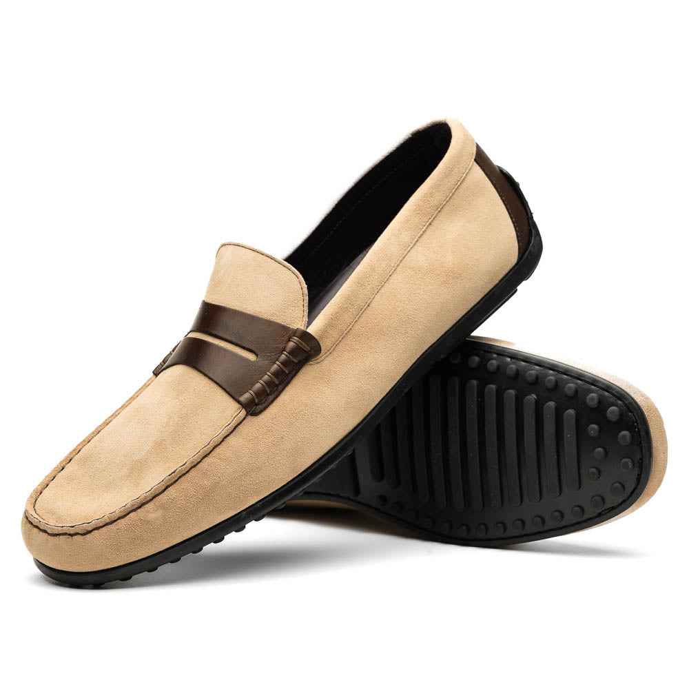 TEEK - 36-300-BON MONZA Sueded Italian Calfskin Driver Bone / Chestnut SHOES TEEK ZI Bone / Chestnut 8.5 M