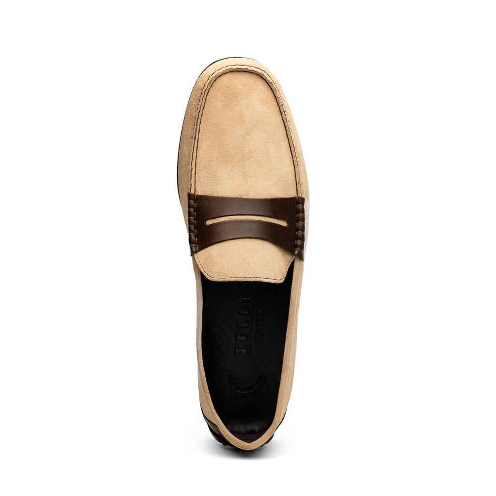 TEEK - 36-300-BON MONZA Sueded Italian Calfskin Driver Bone / Chestnut SHOES TEEK ZI