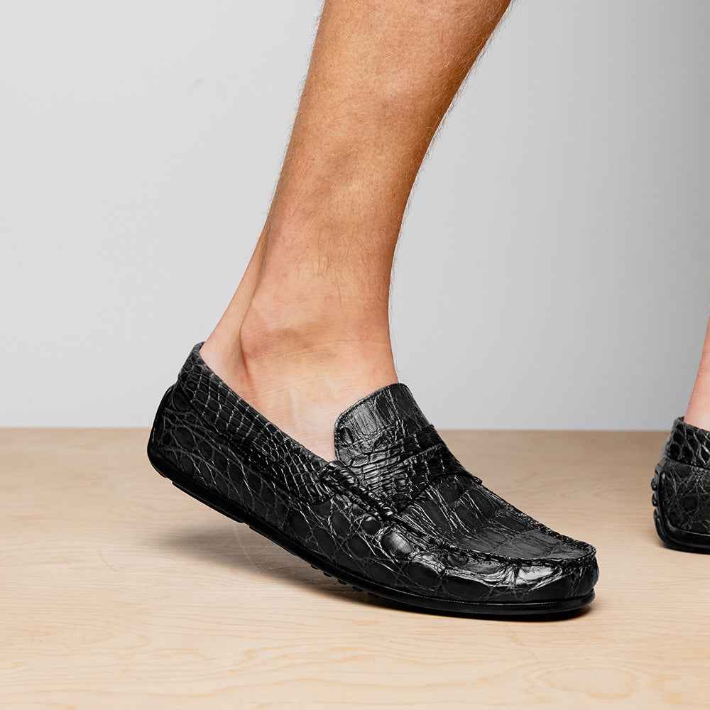TEEK - 31-103-BKM MONZA Crocodile Driver, Black SHOES TEEK ZI