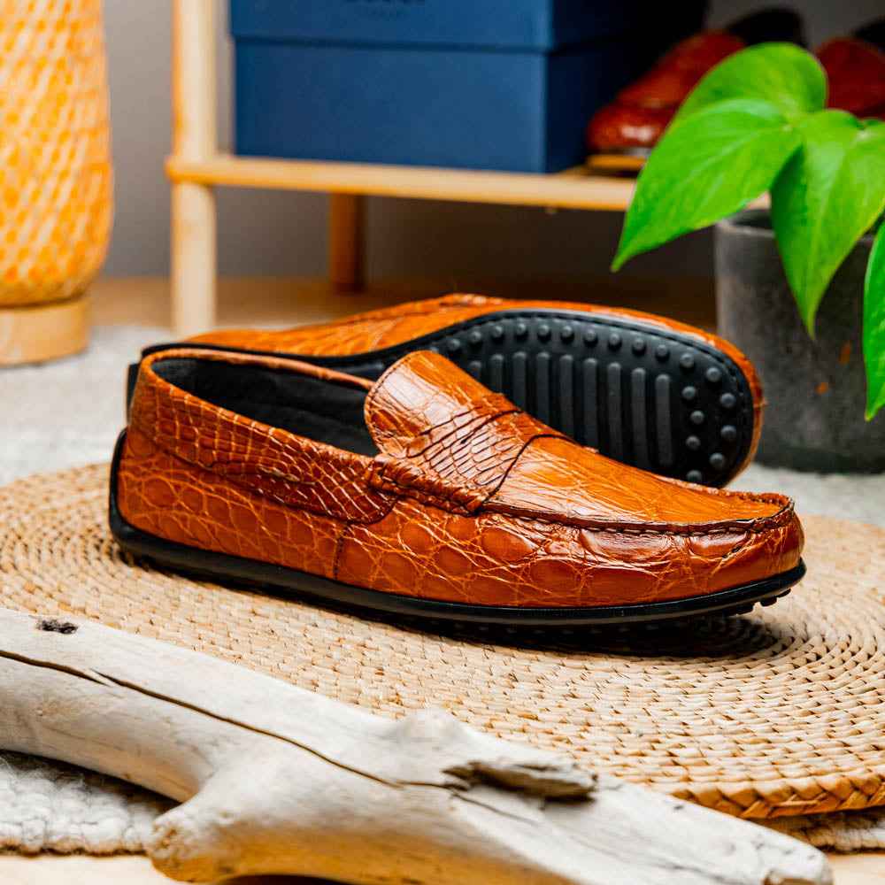 31-103-CGM MONZA Crocodile Driver, Cognac Shop TEEK ZI