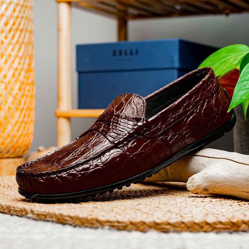 TEEK - 31-103-NIC MONZA Crocodile Driver, Nicotine SHOES TEEK ZI