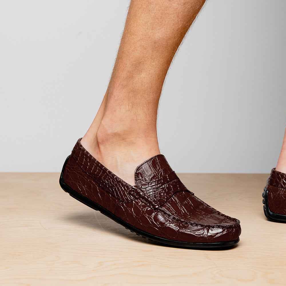 TEEK - 31-103-NIC MONZA Crocodile Driver, Nicotine SHOES TEEK ZI