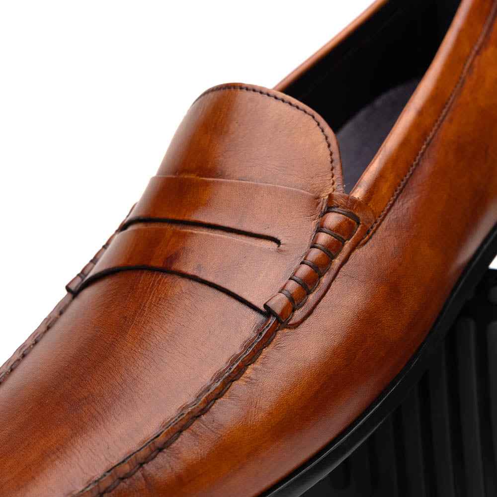 35-115-CGN MONZA Hand Burnished Italian Calfskin Driving Loafers Cognac Shop TEEK ZI
