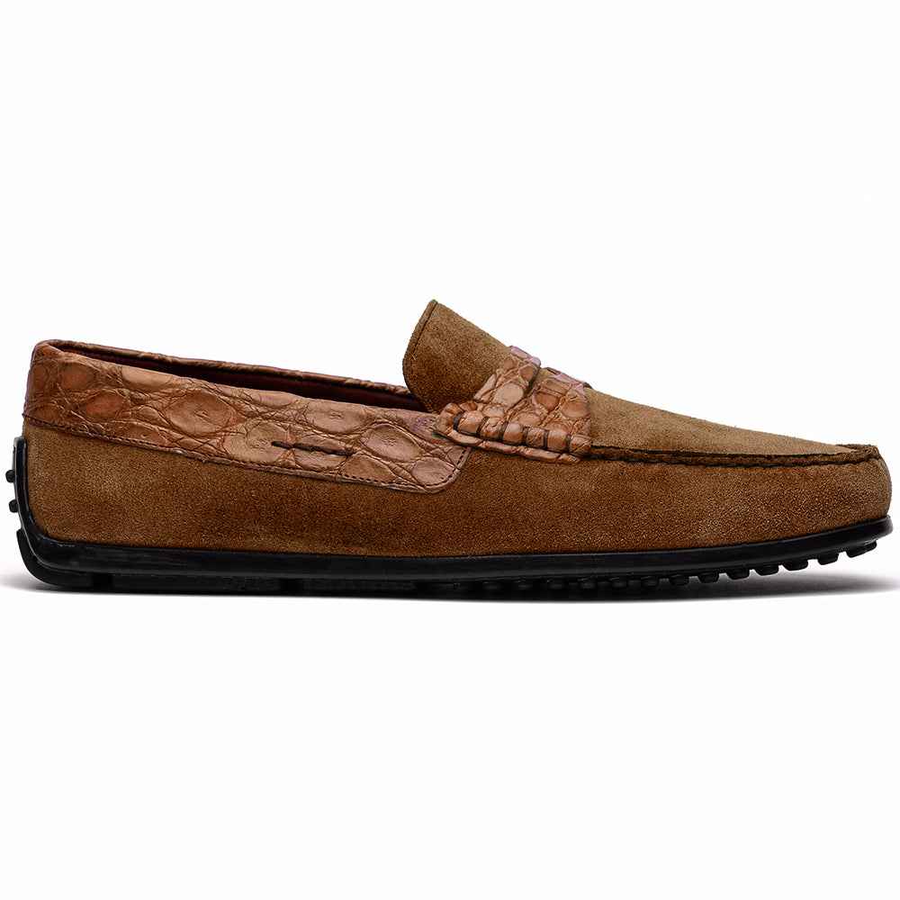 TEEK - 31-160-CGN MONZA Sueded Calfskin with Crocodile Driver, Cognac SHOES TEEK ZI