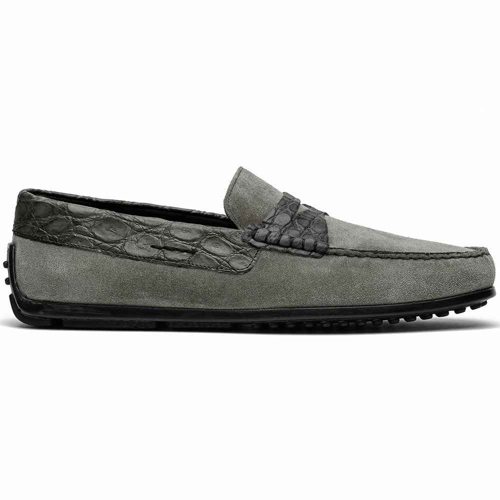 TEEK - 31-160-GRY MONZA Sueded Calfskin with Crocodile Driver, Grey SHOES TEEK ZI