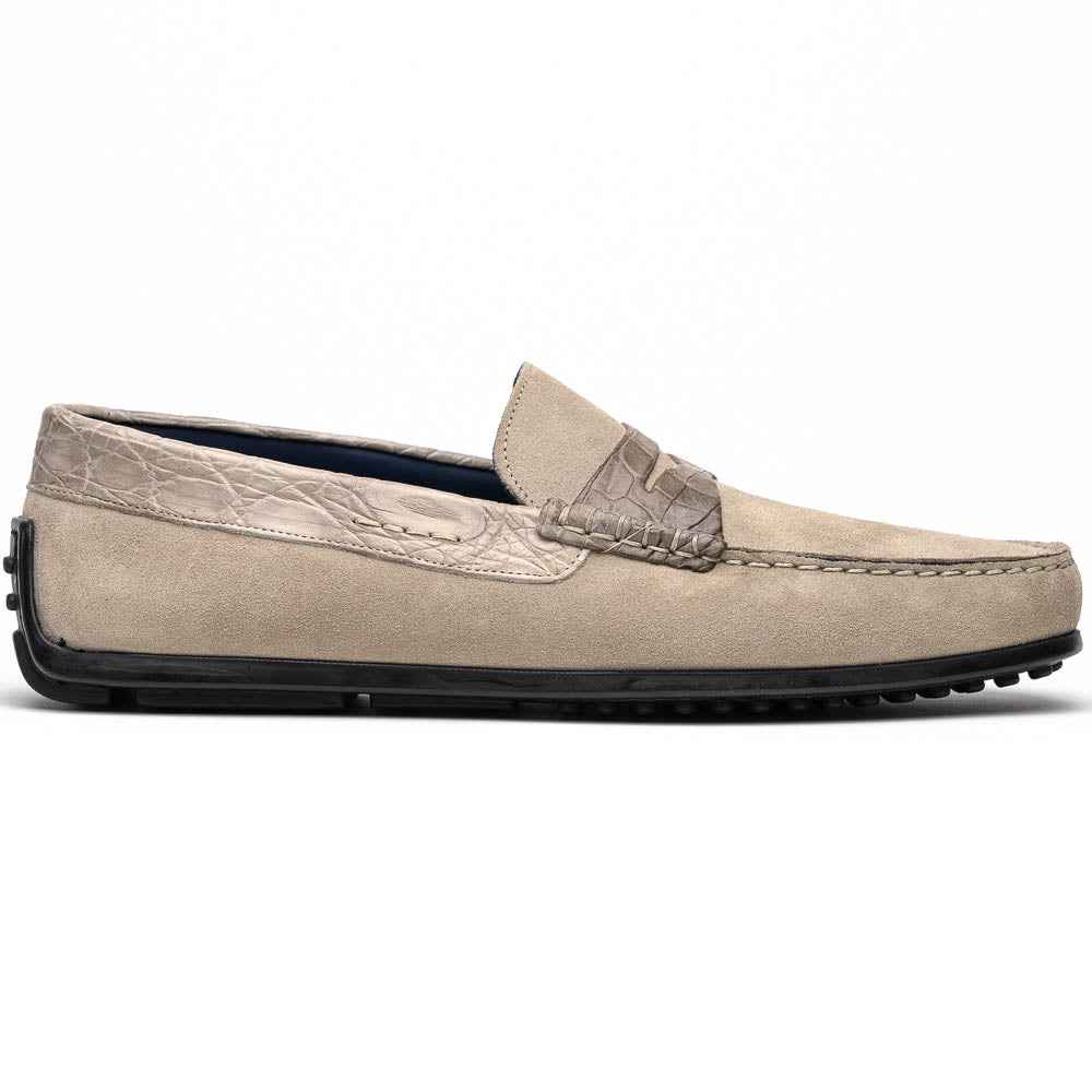 TEEK - 31-160-SND MONZA Sueded Calfskin with Crocodile Driver Sand SHOES TEEK ZI