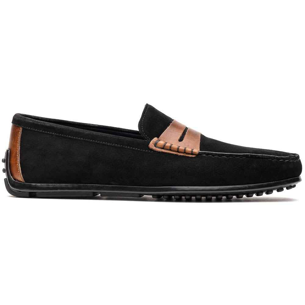 TEEK - 36-300-BLK MONZA Sueded Italian Calfskin Driver Black / Chestnut SHOES TEEK ZI