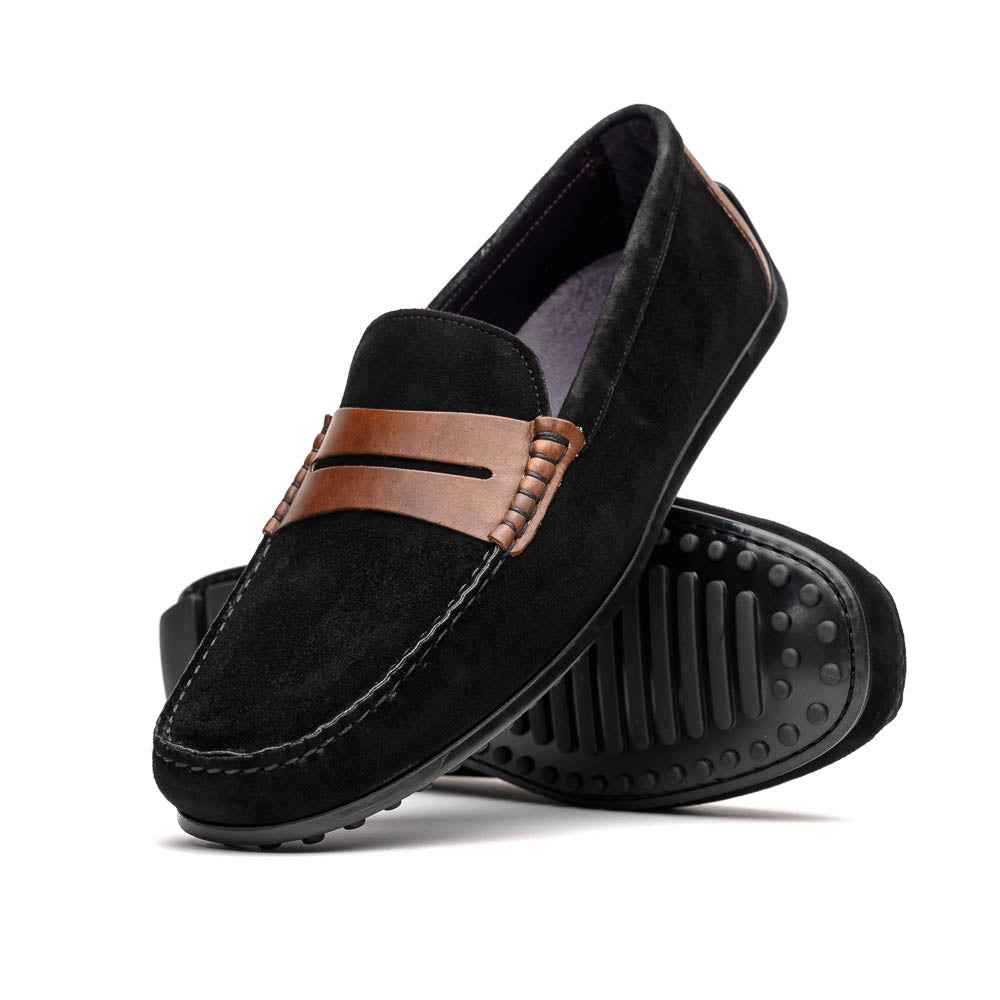 TEEK - 36-300-BLK MONZA Sueded Italian Calfskin Driver Black / Chestnut SHOES TEEK ZI Black / Chestnut 8.5 M