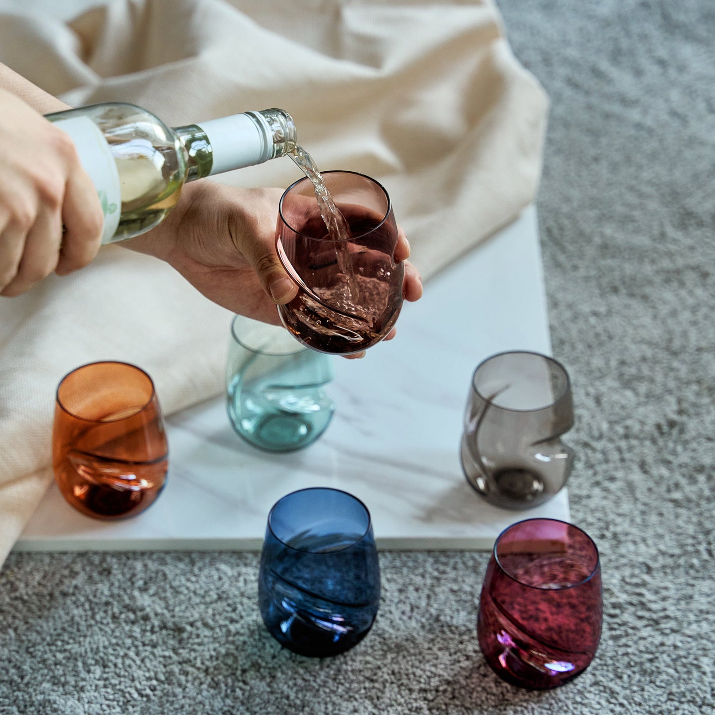 TEEK - Eze Acrylic Stemless Finger-Indent Wine Glassware Set HOME DECOR TEEK KS