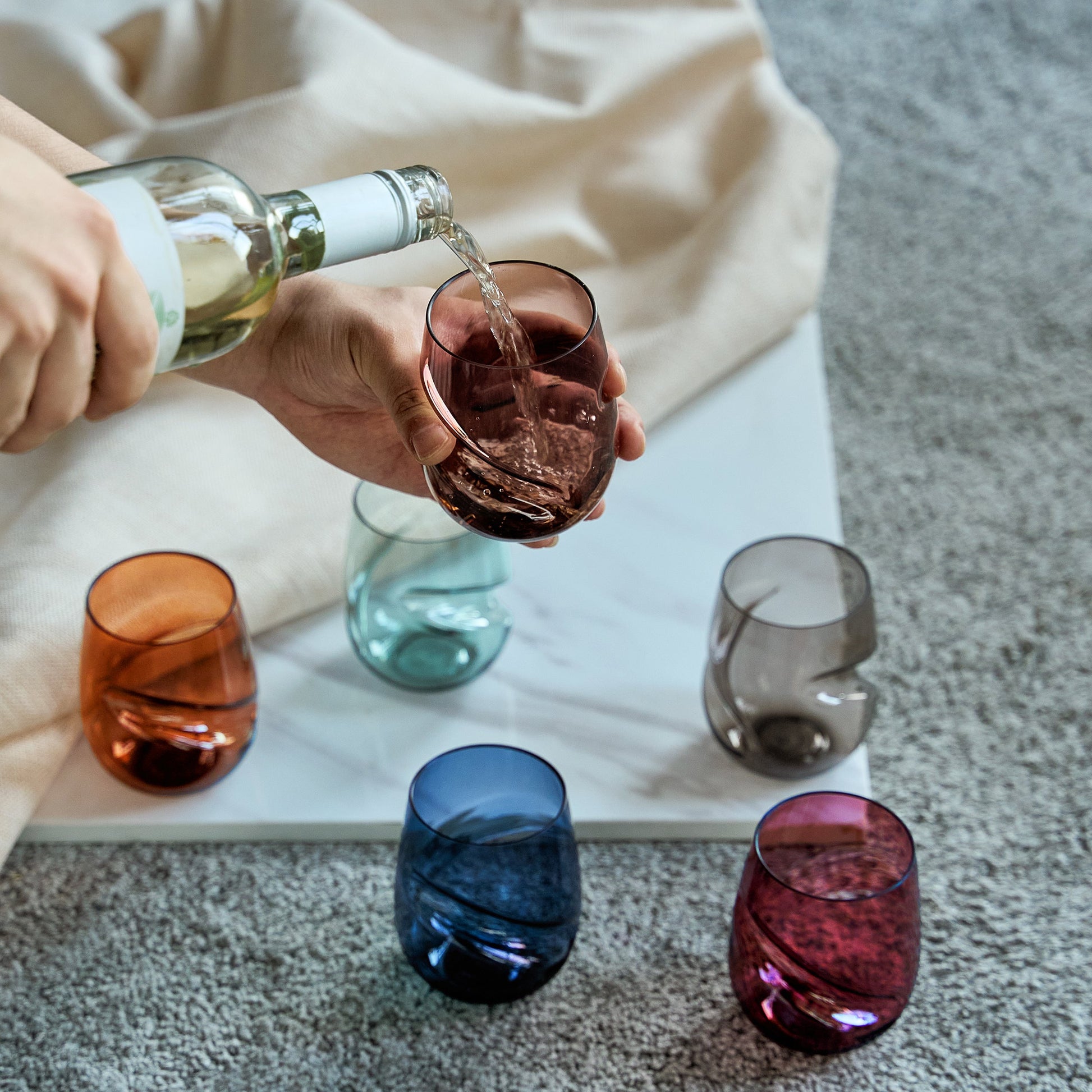 TEEK - Eze Acrylic Stemless Finger-Indent Wine Glassware Set HOME DECOR TEEK KS