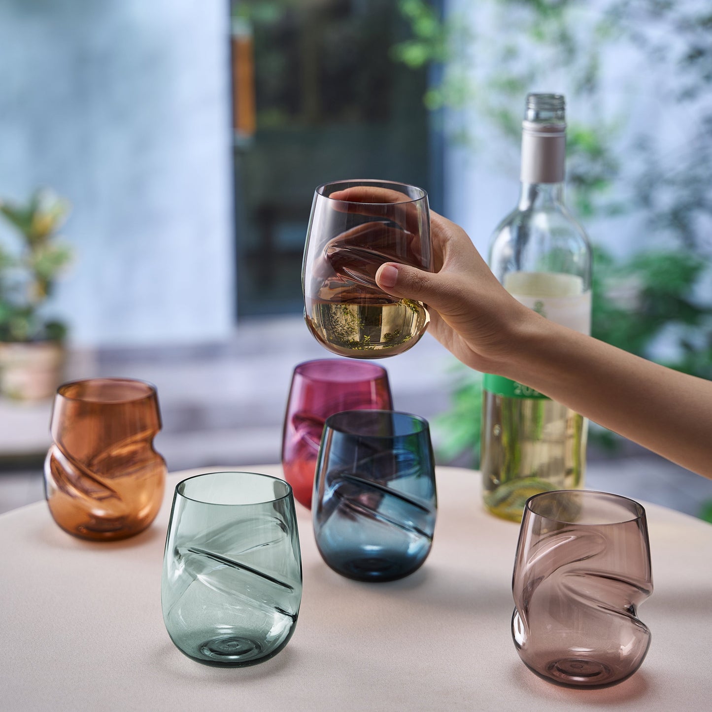 TEEK - Eze Acrylic Stemless Finger-Indent Wine Glassware Set HOME DECOR TEEK KS