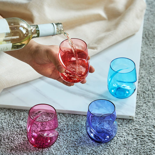 TEEK - Madrid Acrylic Stemless Finger-Indent Wine Glassware Set HOME DECOR TEEK KS