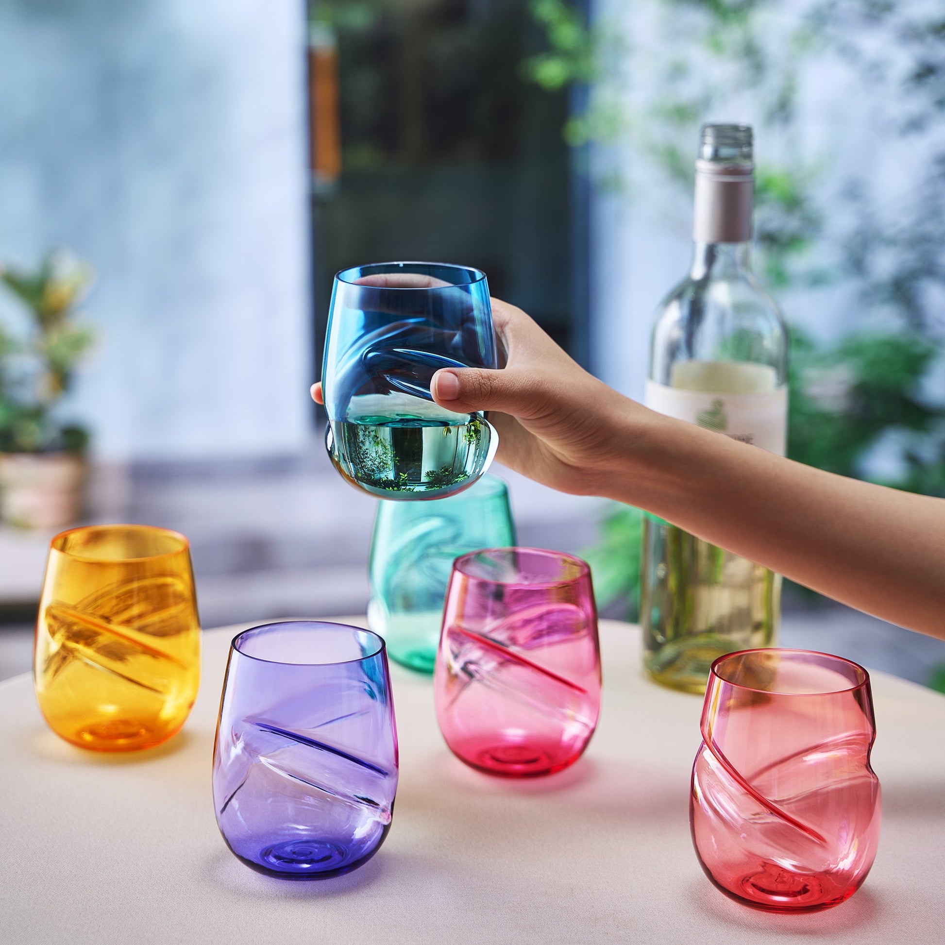 TEEK - Madrid Acrylic Stemless Finger-Indent Wine Glassware Set HOME DECOR TEEK KS