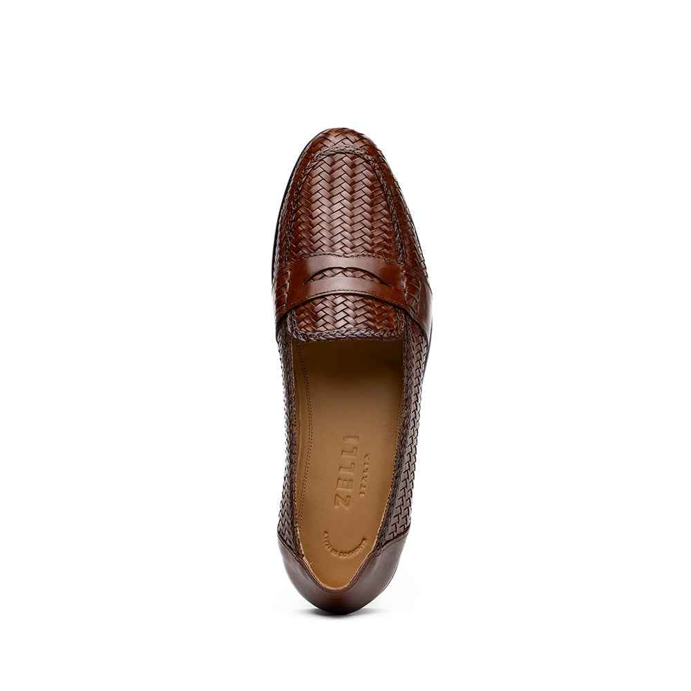 15-585-BRN NICOLA Italian Calfskin Basketweave, Dark Brown Shop Zelli Italia