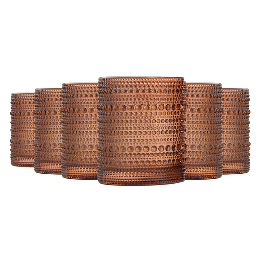 TEEK - Tonal Hobnail Lowball Glassware Set of 6 HOME DECOR TEEK KS Burnt Orange