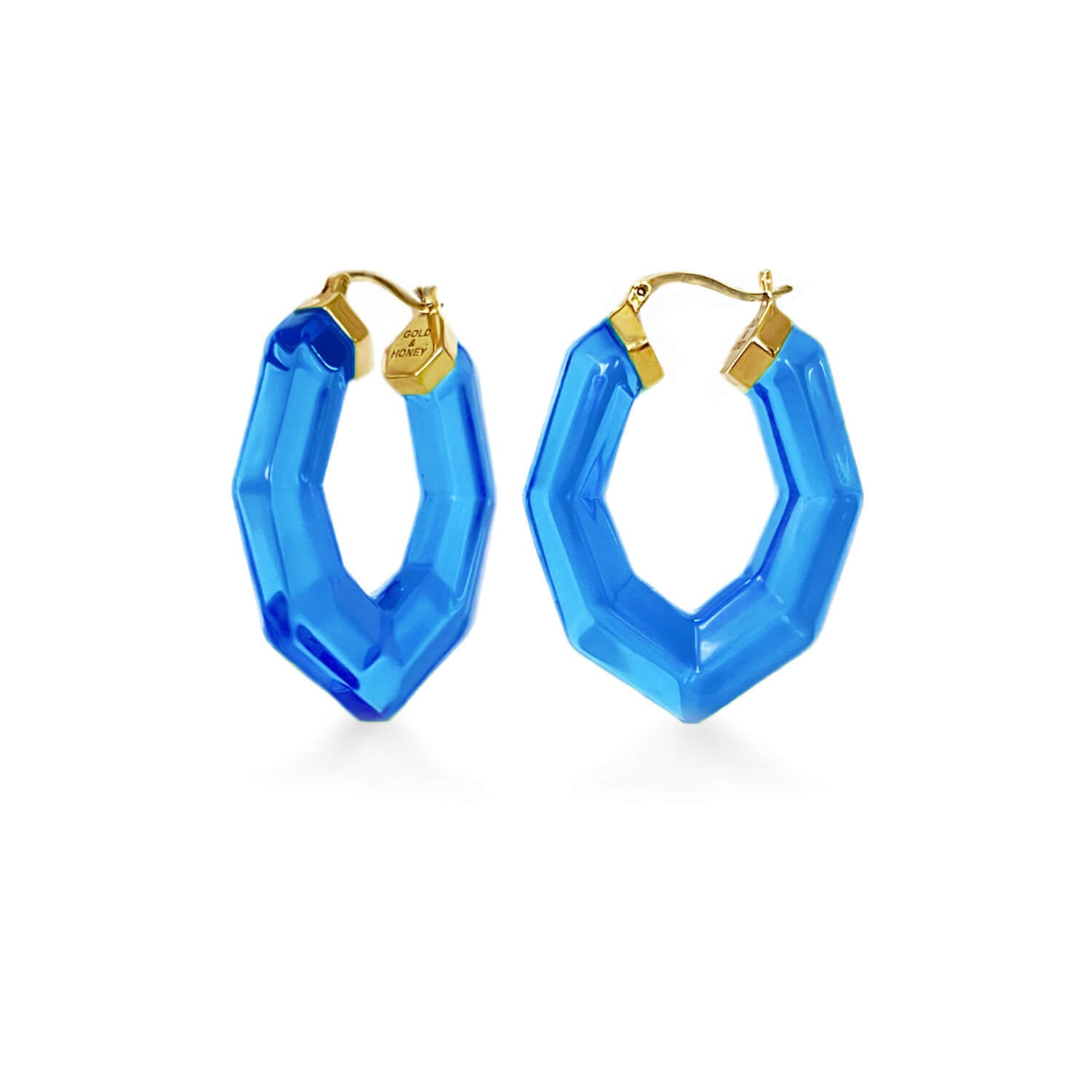 TEEK - Pear Gem Lucite Hoop Earrings JEWELRY TEEK GNH BLUE