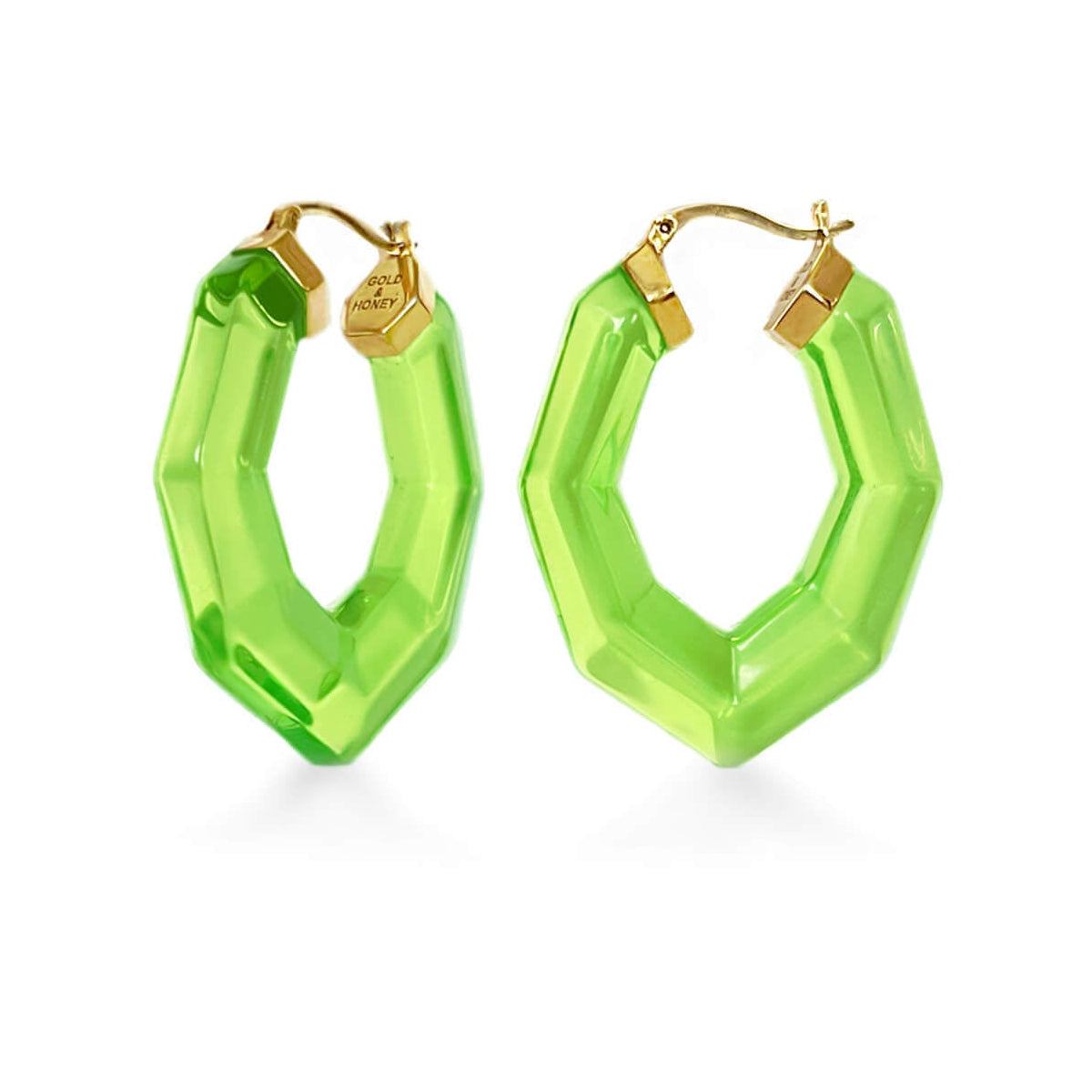 TEEK - Pear Gem Lucite Hoop Earrings JEWELRY TEEK GNH GREEN
