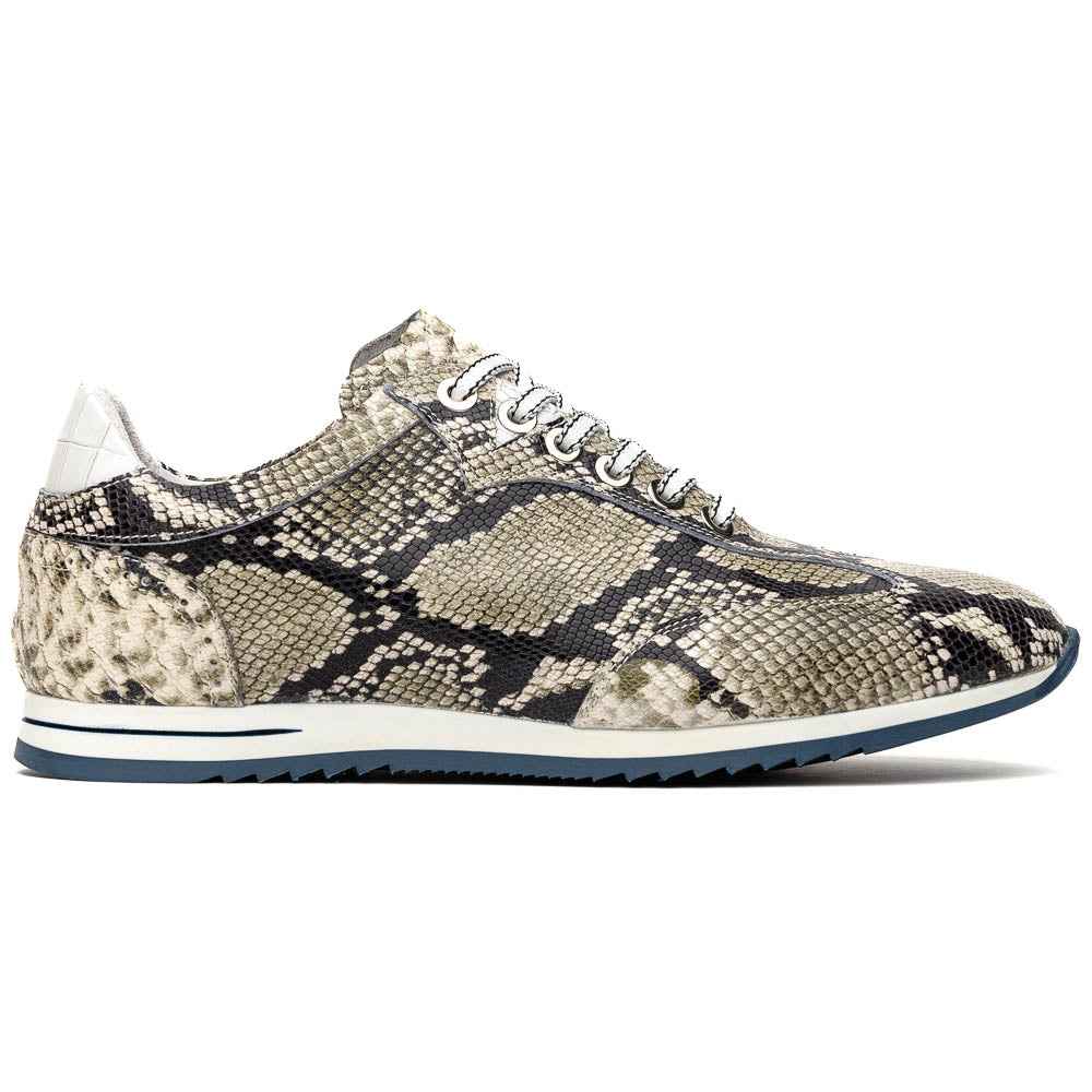 TEEK - 65-215-WHT PERI Python Embossed Italian Calfskin Sneakers Black / White SHOES TEEK ZI 8.5 Black / White M