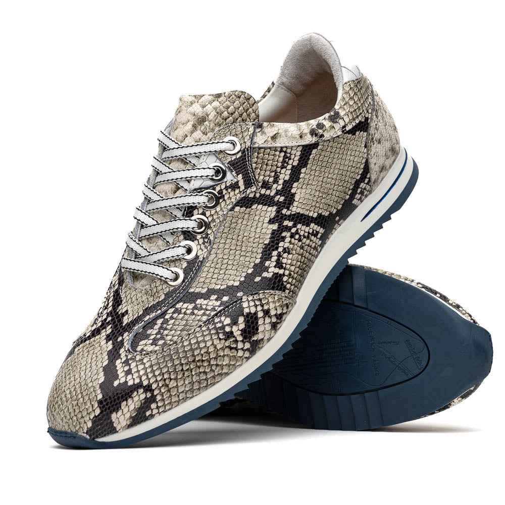 TEEK - 65-215-WHT PERI Python Embossed Italian Calfskin Sneakers Black / White SHOES TEEK ZI