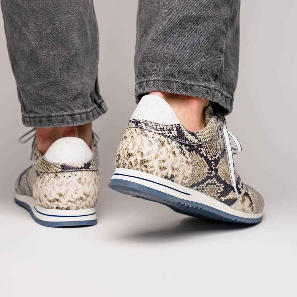 TEEK - 65-215-WHT PERI Python Embossed Italian Calfskin Sneakers Black / White SHOES TEEK ZI