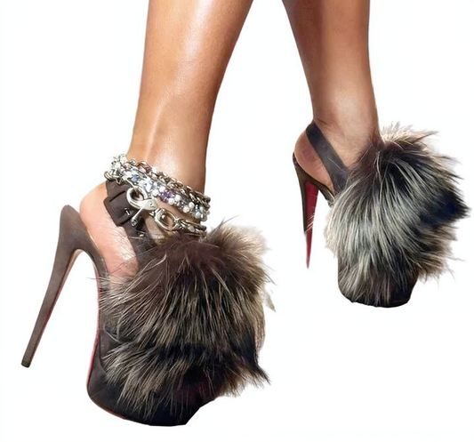 TEEK- Long Puff Pomplush Platform Sandals Appliques Shoes