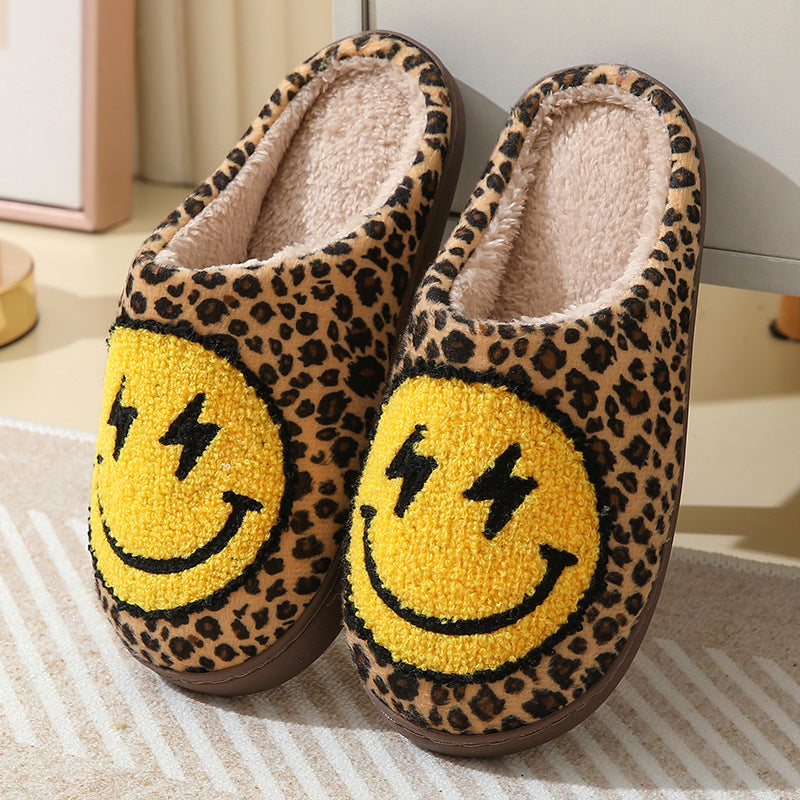 TEEK - Smiley Face Cotton Slippers SHOES TEEK K Leopard 6.5-7