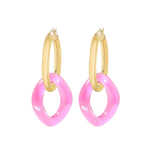 TEEK - Lucite Curb Link Hoop Earrings JEWELRY TEEK GNH PINK