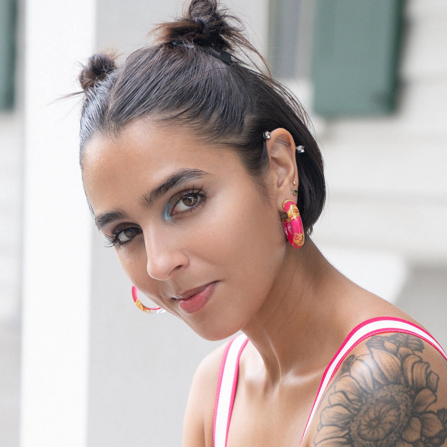 TEEK - Small Gold Leaf Lucite Hoop Earrings JEWELRY TEEK GNH