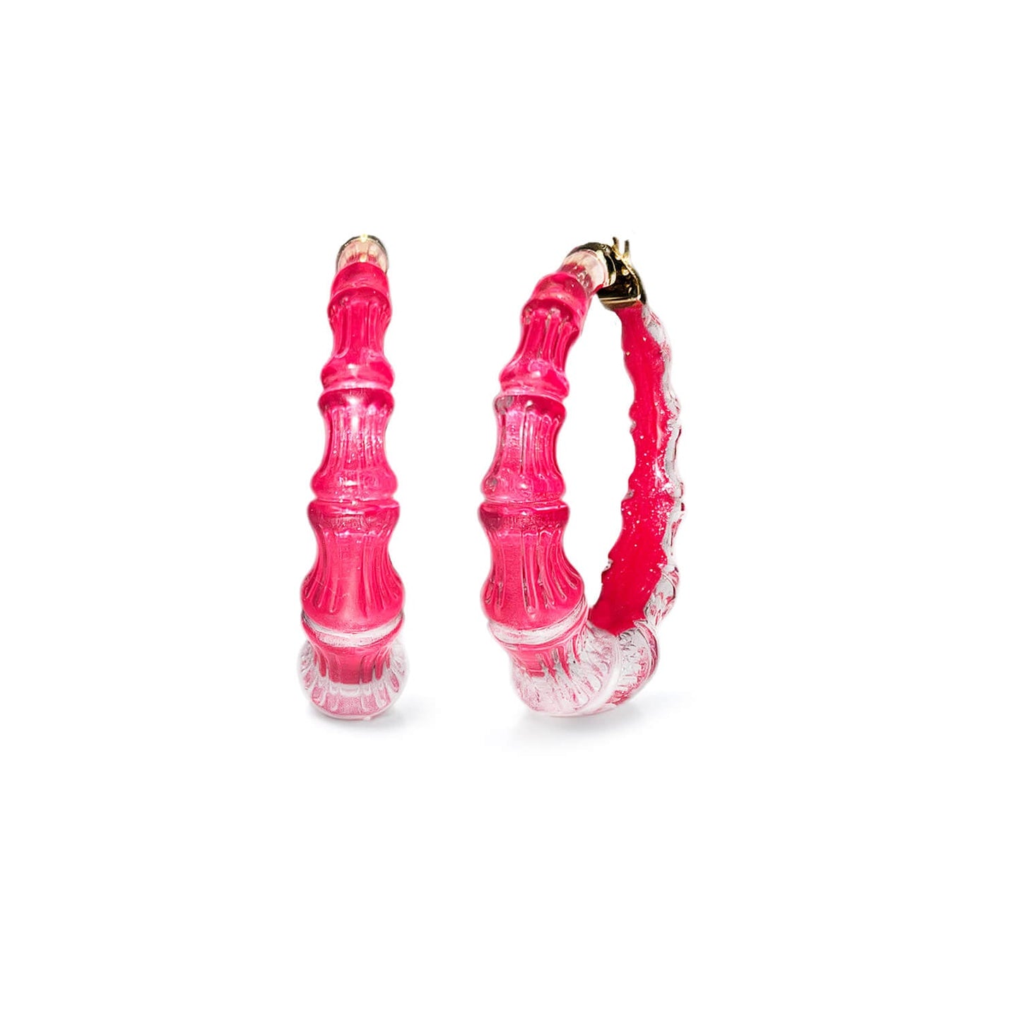 TEEK - Bamboo Illusion Lucite Hoop Earrings JEWELRY TEEK GNH PINK PEACOCK
