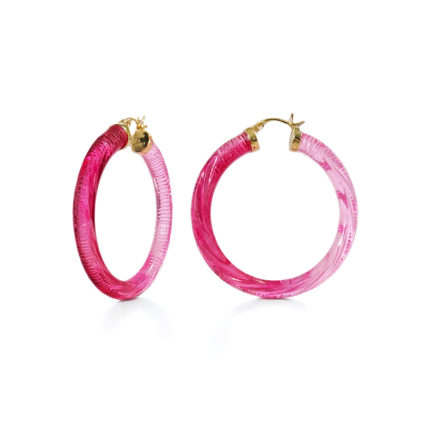 TEEK - Ombre Painted INSTYLE Lucite Hoop Earrings JEWELRY TEEK GNH PINK & RED