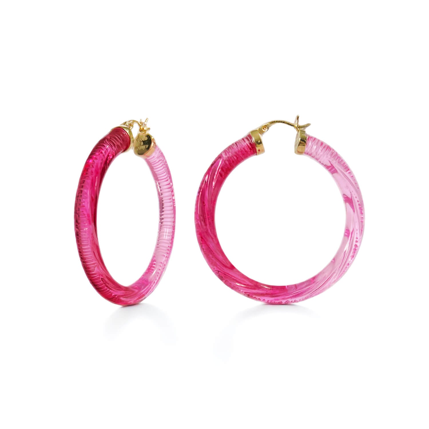 TEEK - Ombre Painted INSTYLE Lucite Hoop Earrings JEWELRY TEEK GNH PINK & RED