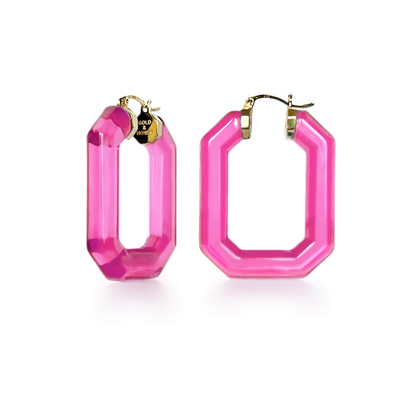 TEEK - Emerald Gem Lucite Hoop Earrings JEWELRY TEEK GNH PINK
