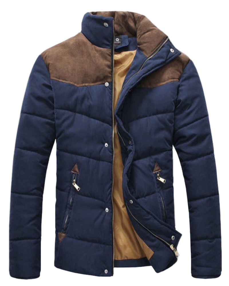 TEEK - Navy Blue Mens Stand Collar Puffer Jacket JACKET TEEK 1TFY