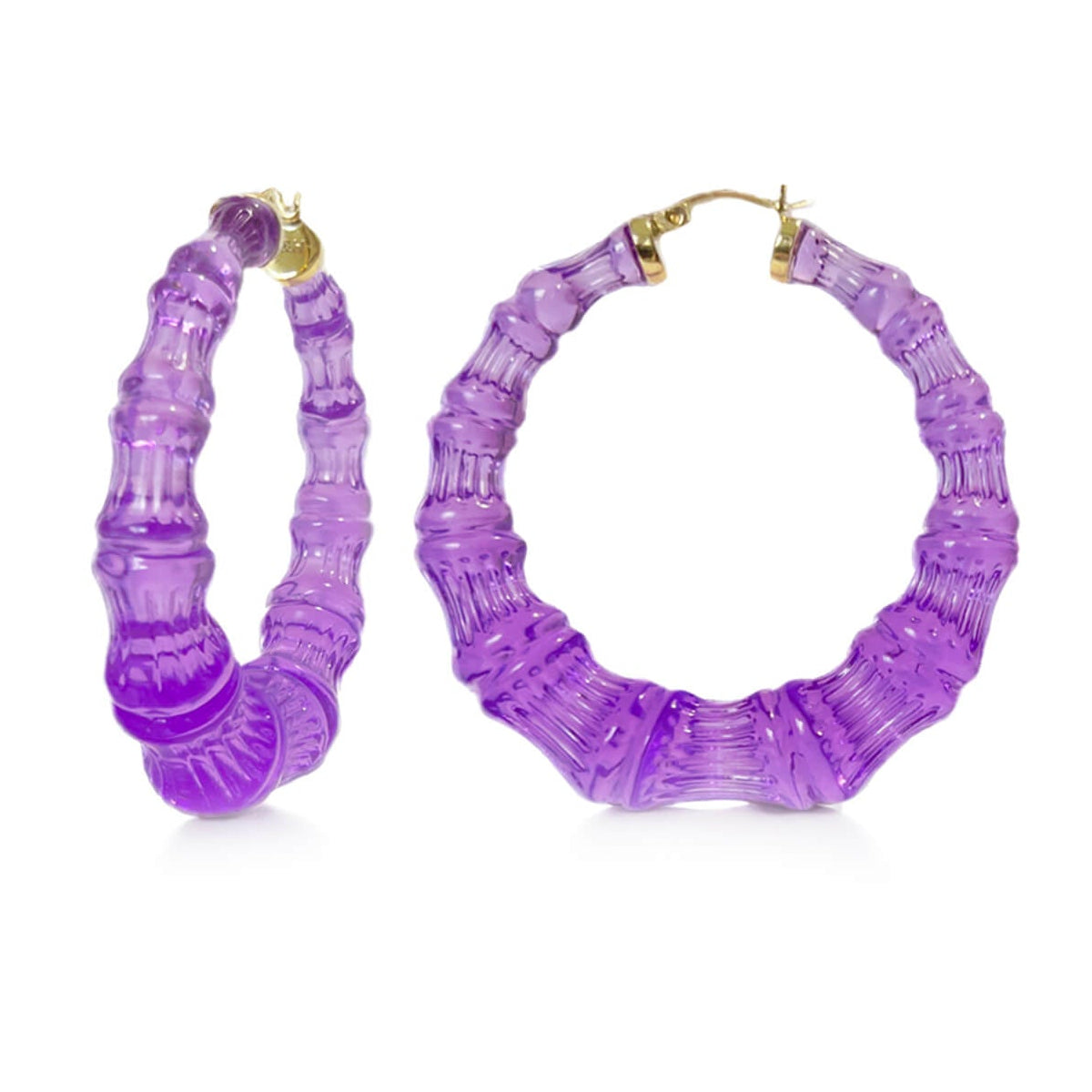 TEEK - Purple Grape Lucite Bamboo Hoop Earrings JEWELRY TEEK GNH