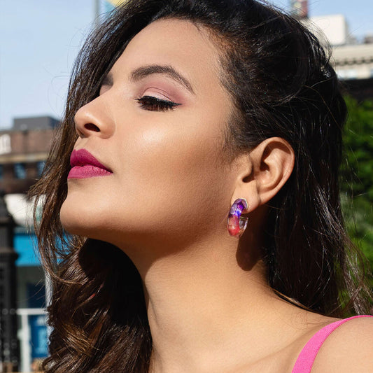 TEEK - Faceted Tie Dye Lucite Huggies | Purple & Pink JEWELRY TEEK GNH