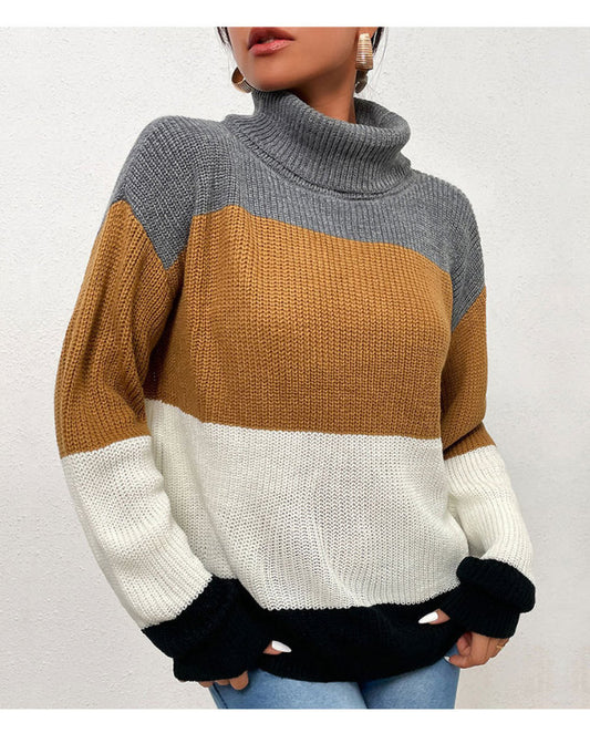 TEEK - Pullover Tri-Contrast Turtleneck Sweater SWEATER TEEK K S  