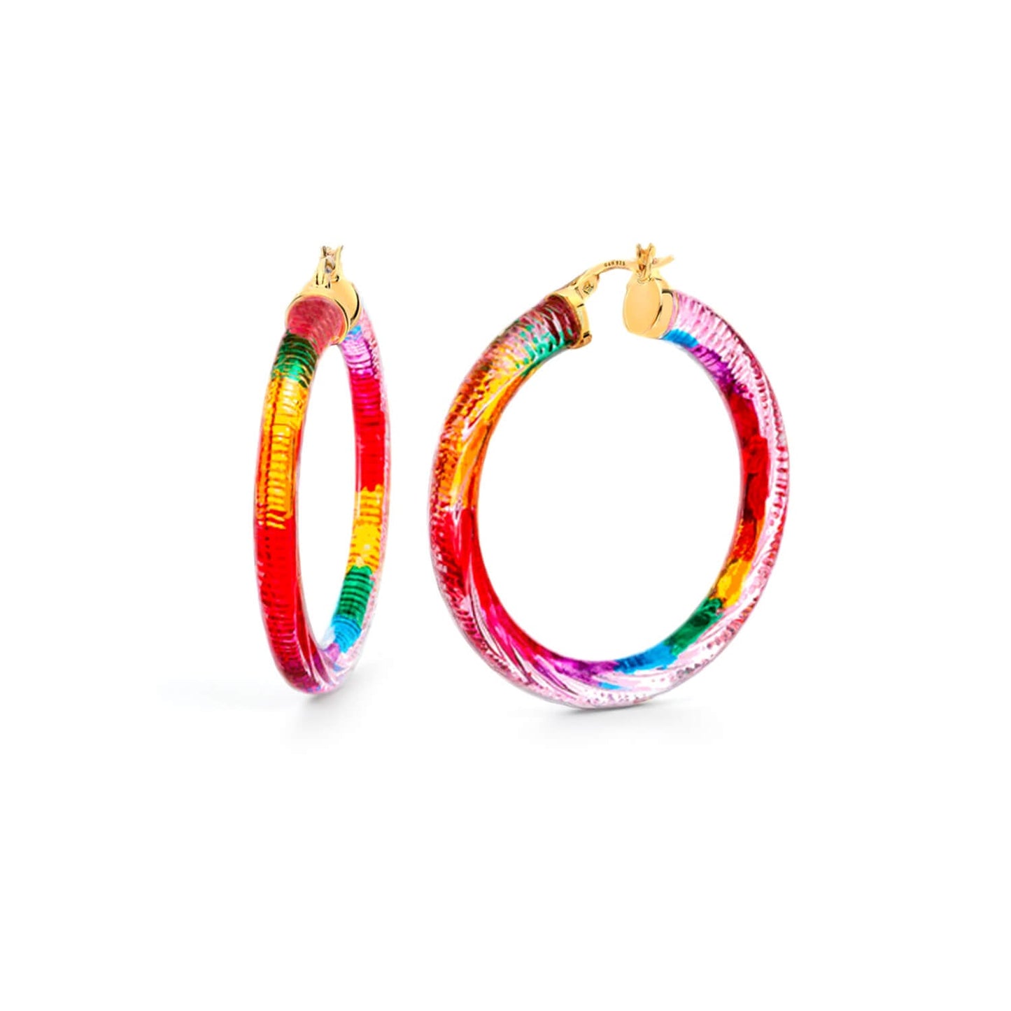 TEEK - Rainbow Painted INSTYLE Lucite Hoop Earrings