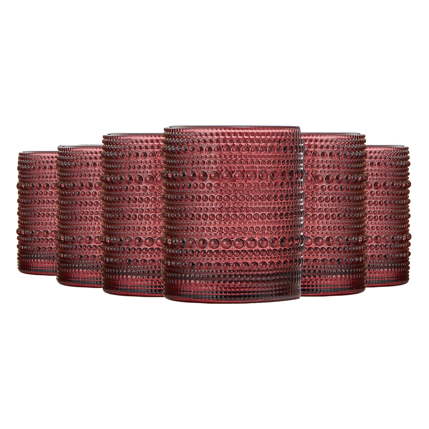 TEEK - Tonal Hobnail Lowball Glassware Set of 6 HOME DECOR TEEK KS Cranberry Red