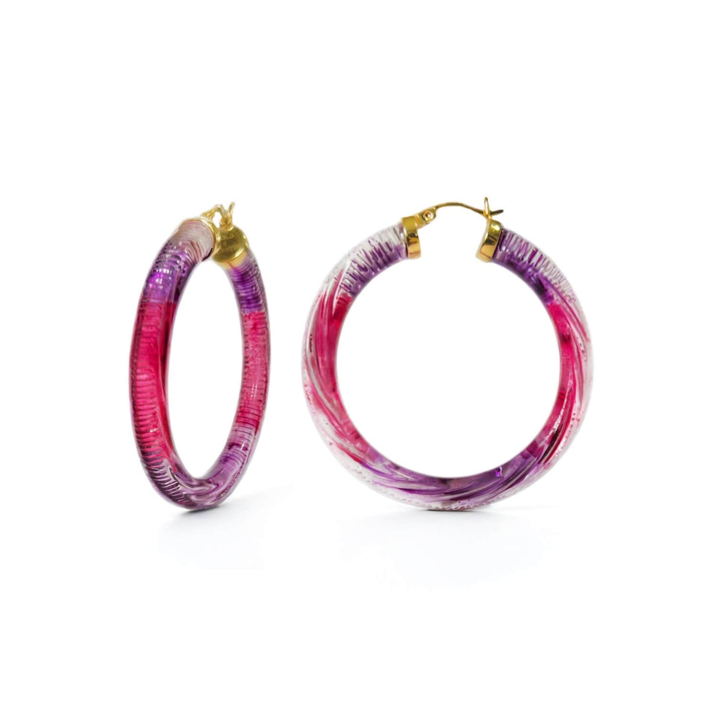 TEEK - Ombre Painted INSTYLE Lucite Hoop Earrings JEWELRY TEEK GNH RED & PURPLE