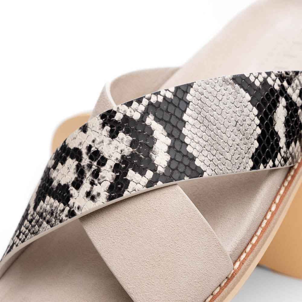 TEEK - 06-105-TPE RENA Italian Goatskin Suede Python Embossed Slide Taupe SHOES TEEK ZI