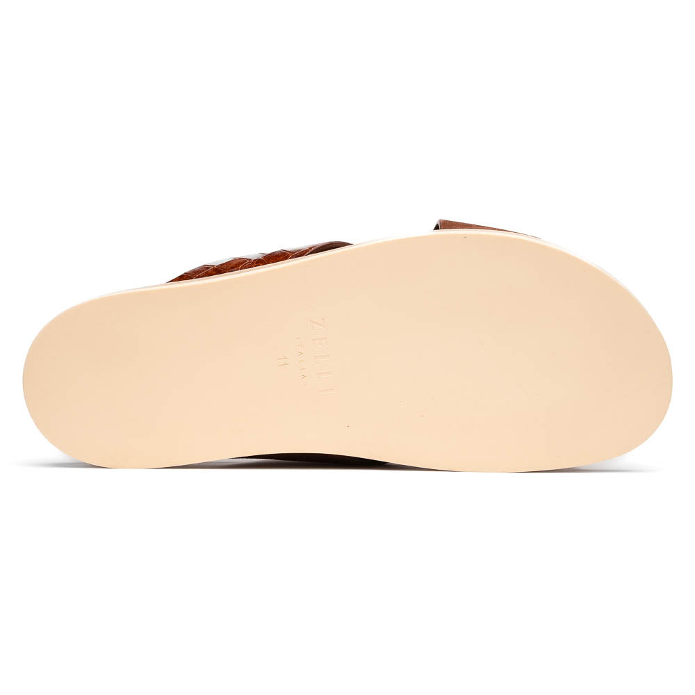 TEEK - 06-101-CGN RENA Italian Goatskin Suede Croc Embossed Slide Cognac SHOES TEEK ZI