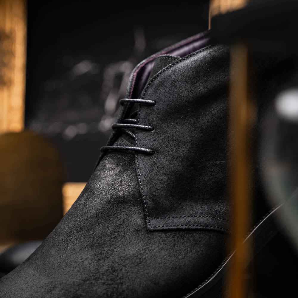 TEEK - 46-602-BLK REZZA Suede Calfskin Chukka Boot Black SHOES TEEK ZI