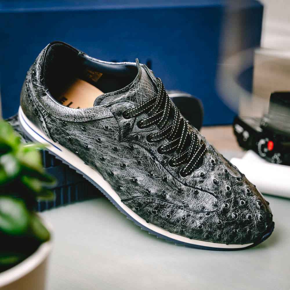 TEEK - 63-112-BLK RIO Ostrich Quill Sneakers, Black Denim SHOES TEEK ZI